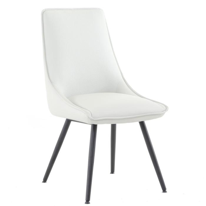 Jemma Faux Leather Dining Chair in Light White-Grey  1