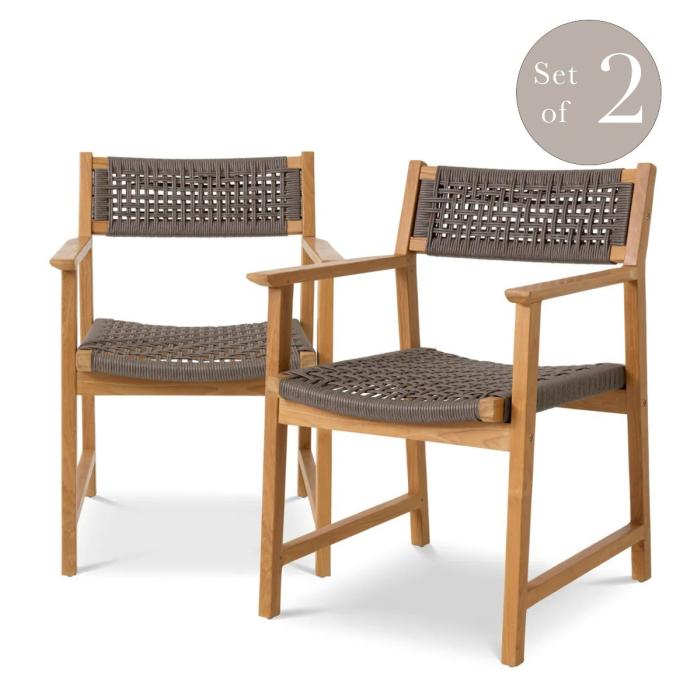 Eichholtz Outdoor Dining Chair Cancun - Natural Teak |Set of 2 1
