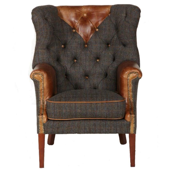 Vintage Sofa Company Kensington Armchair in Harris Tweed 1