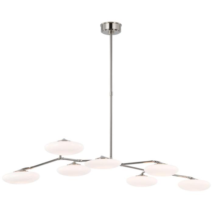 Visual Comfort Brindille XL Articulating Linear Chandelier in Polished Nickel with White Glass 1