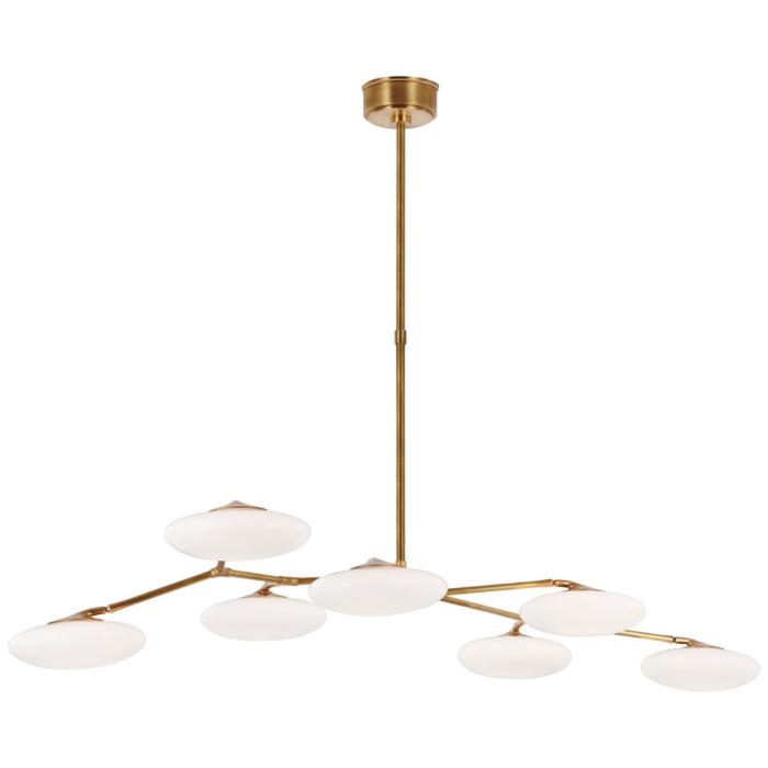 Visual Comfort Brindille XL Articulating Linear Chandelier in Soft Brass with White Glass 1