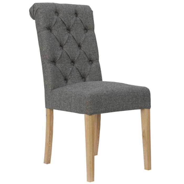 Ludlow Scroll Button Back Dining Chair in Dark Grey 1