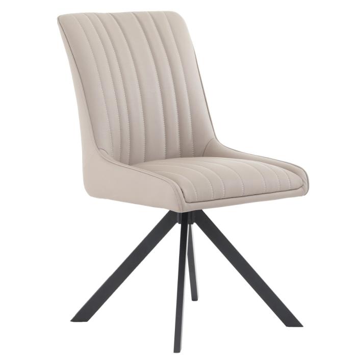 Chloe Taupe Faux Leather Dining Chair with Black Leg 1