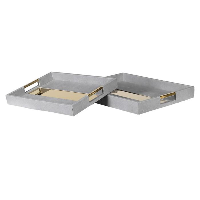 Pavilion Chic Faux Shagreen Trays Set of 2 Gold 1