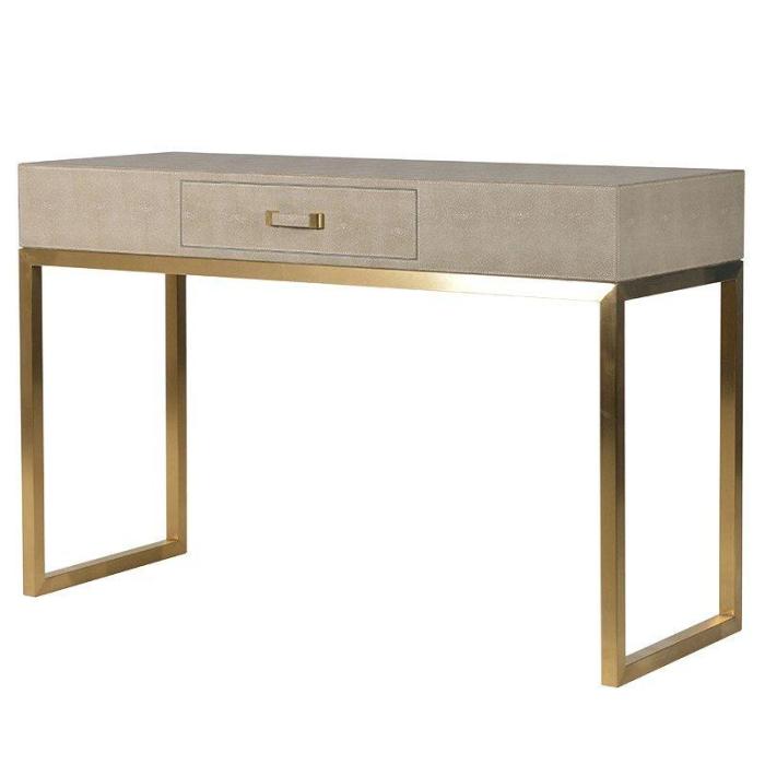 Pavilion Chic Console Table Pearl in Faux Ostrich 1