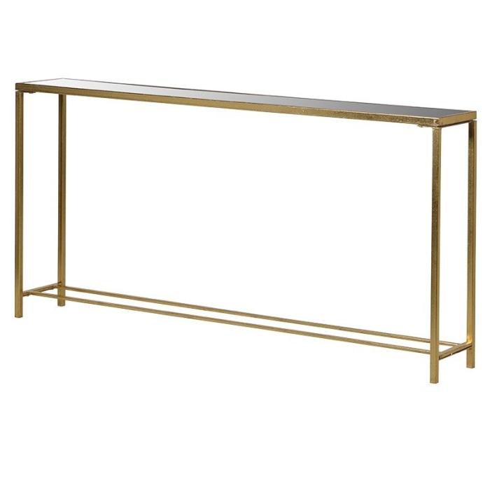 Vale Mirrored Long Slim Console Table in Gold 1