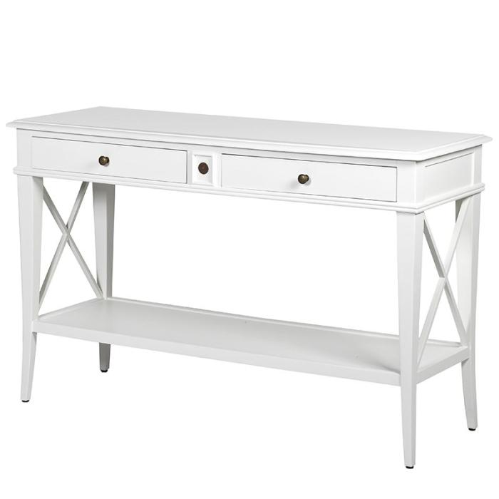 Pavilion Chic Console Table Cross With Drawer in White 1