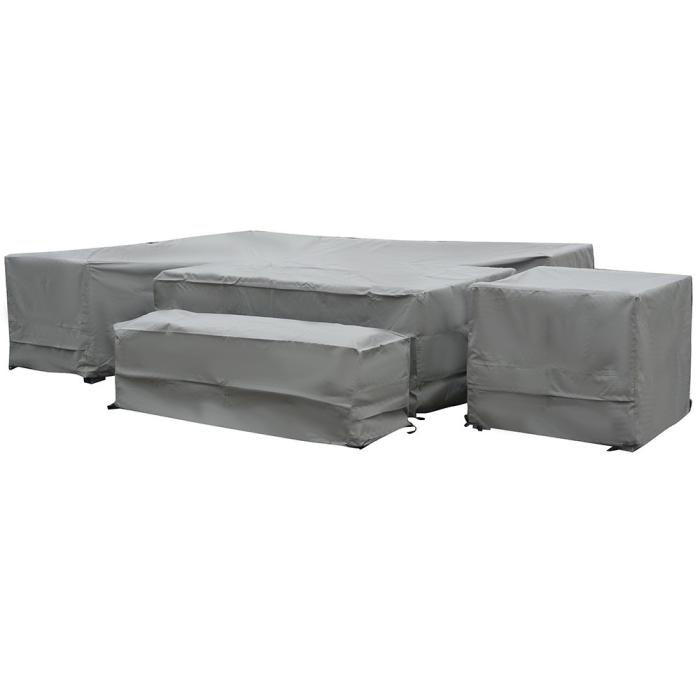 Bramblecrest Covers for Rectangle Aluminium Modular Sofa with Large Firepit Table, Bench & Chair 1
