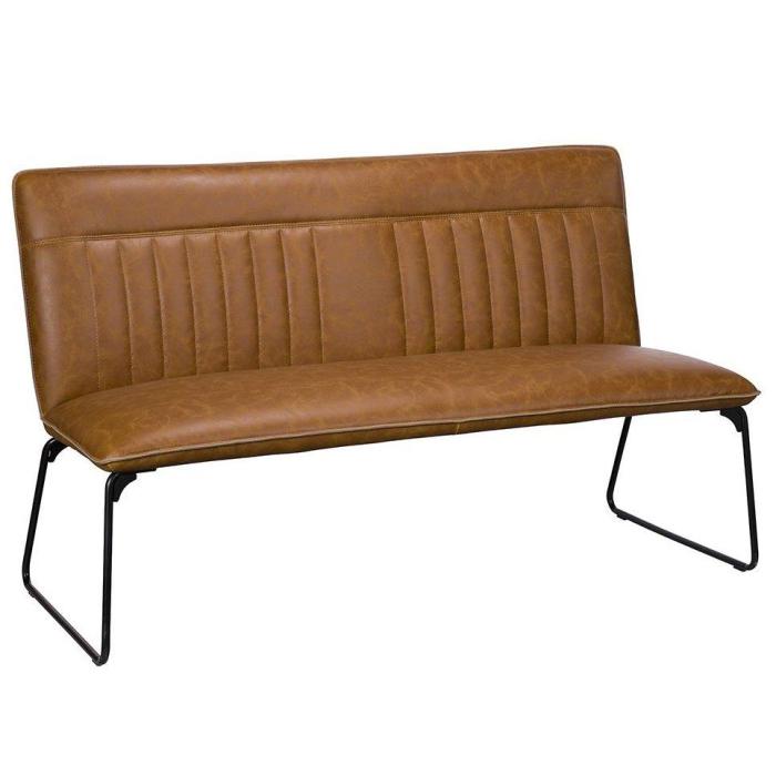 Cooper Dining Bench with Back in Tan PU Leather 1