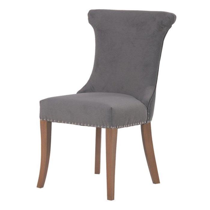 Axbridge Grey Velvet Studded Dining Chair 1
