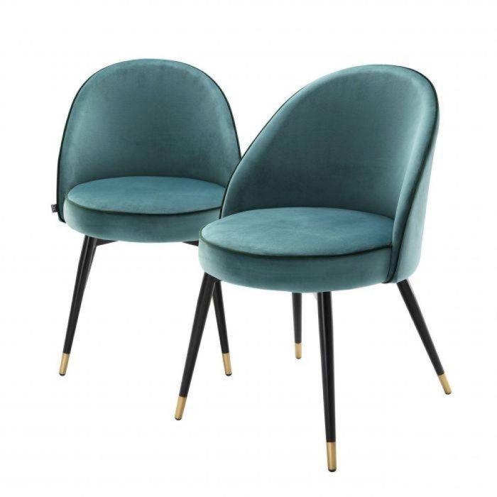 Eichholtz Dining Chair Cooper Set of 2 in Turquoise Velvet 1