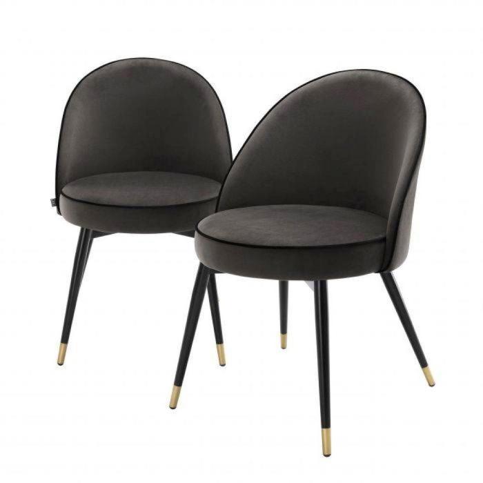 Eichholtz Dining Chair Cooper Set of 2 in Dark Grey Velvet 1