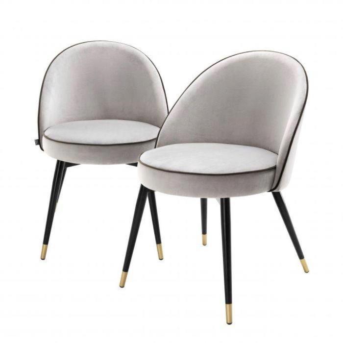 Eichholtz Dining Chair Cooper Set of 2 in Light Grey Velvet 1