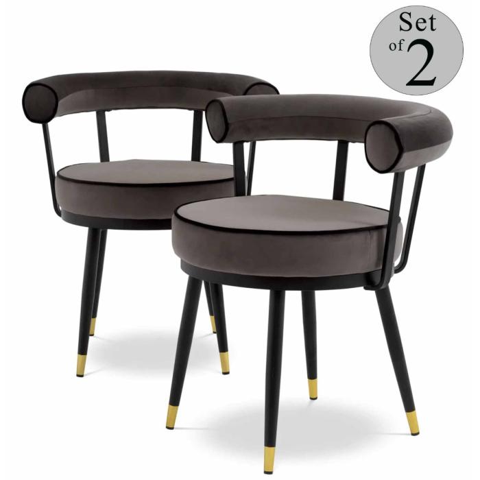 Eichholtz Dining Chair Vico savona grey velvet set of 2 1