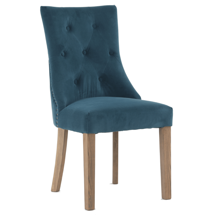 Manchester Kingfisher Blue Velvet Dining Chair 1