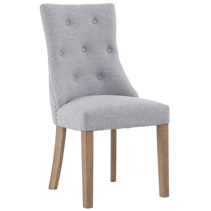 Manchester Grey Button Back Dining Chair Upholstered in Kendal Mercury 1