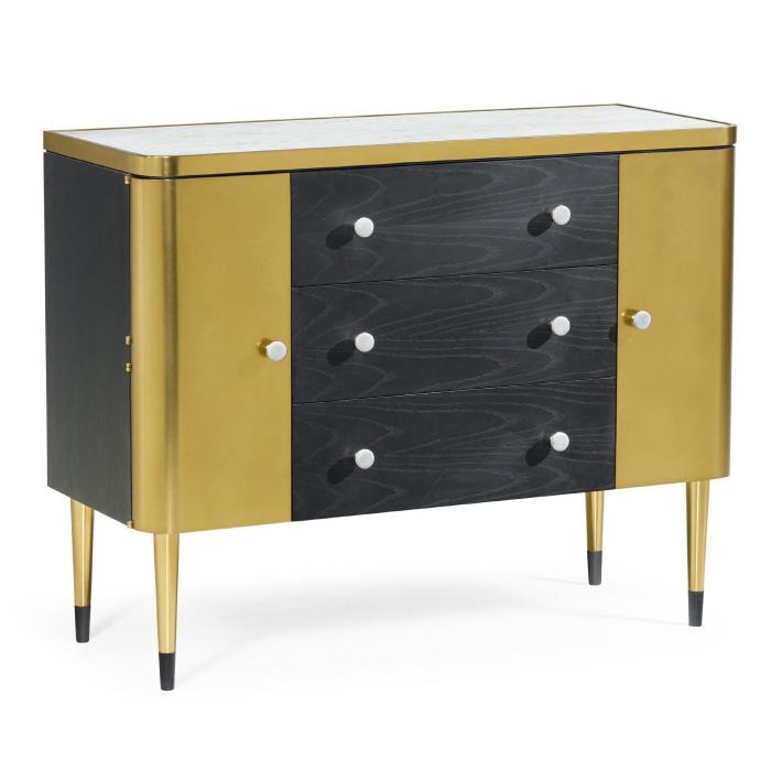 Jonathan Charles Storage Cabinet with Drawers in Ebonised Oak 1
