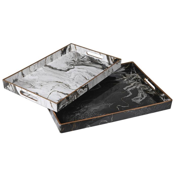 Pavilion Chic Marble Effect Trays Set of 2 1