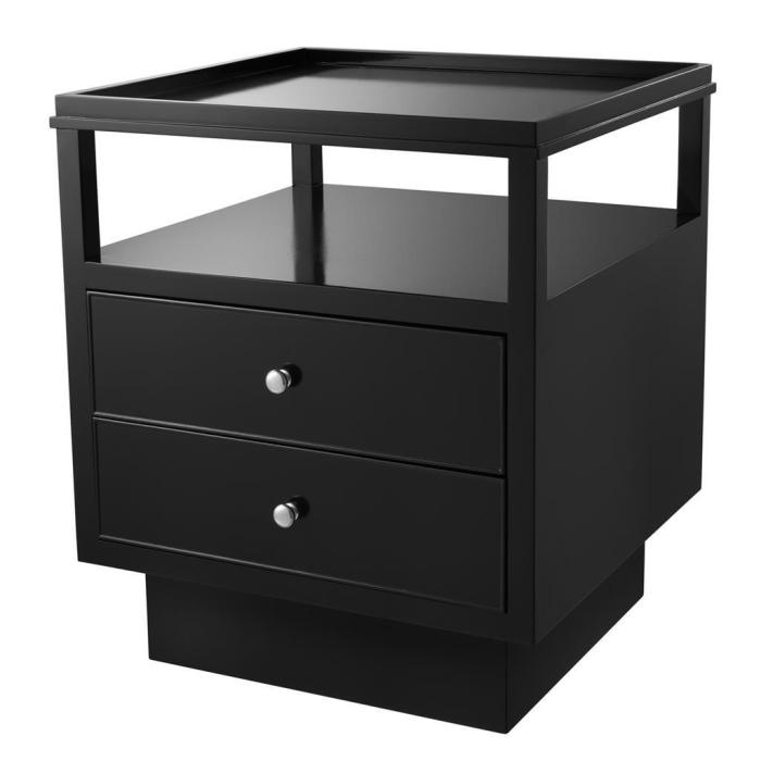 Eichholtz Bedside Table with Drawers Lenox in Black 1