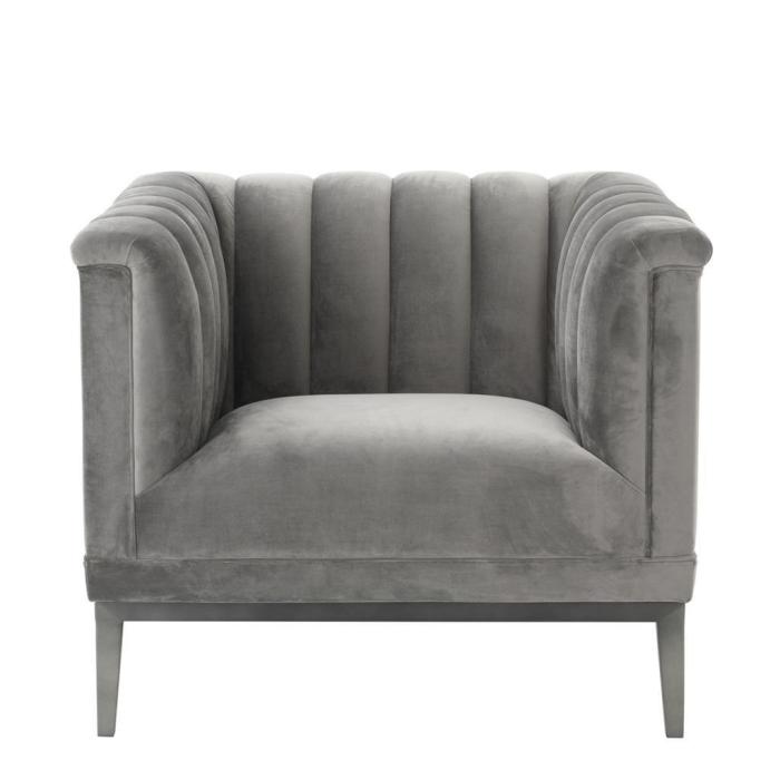 Eichholtz Raffles Chair in Porpoise Grey Velvet 2