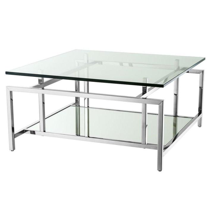 Eichholtz Superia Coffee Table with Mirrored Shelf - Polished Stainless Steel 1