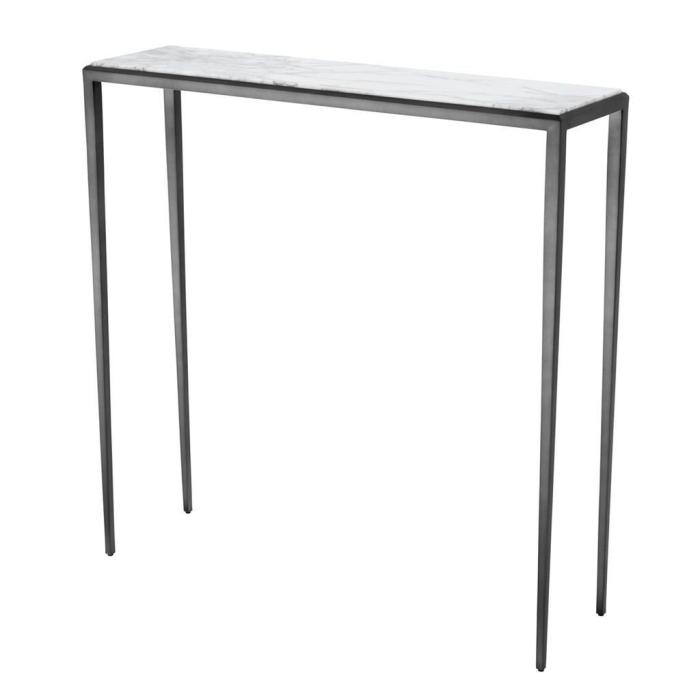 Eichholtz Henley Narrow Console Table with Marble Top - Bronze 1