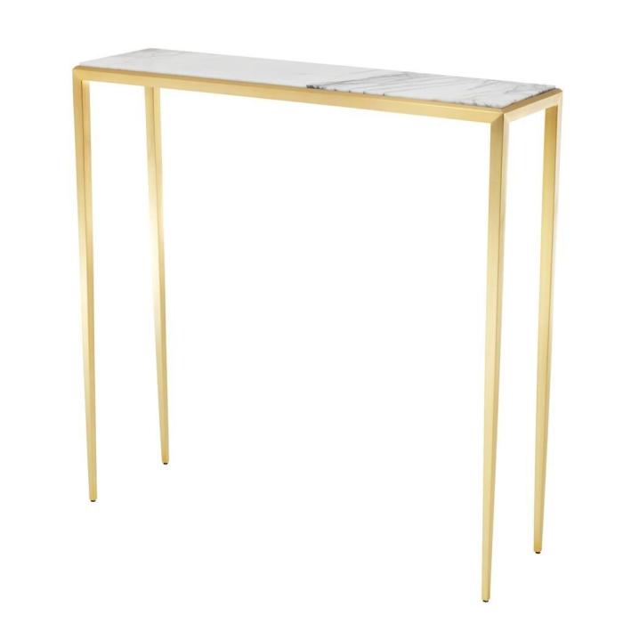 Eichholtz Henley Narrow Console Table with Marble Top - Gold 1