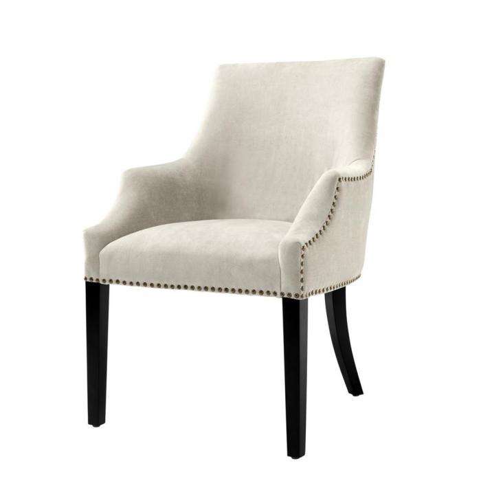 Eichholtz Dining Chair Legacy Studded Upholstered in Clarck Cream 1
