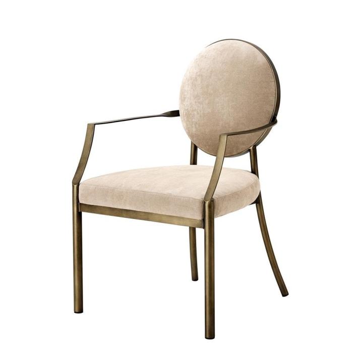 Eichholtz Scribe Dining Chair with Arm in Dark Brass 1