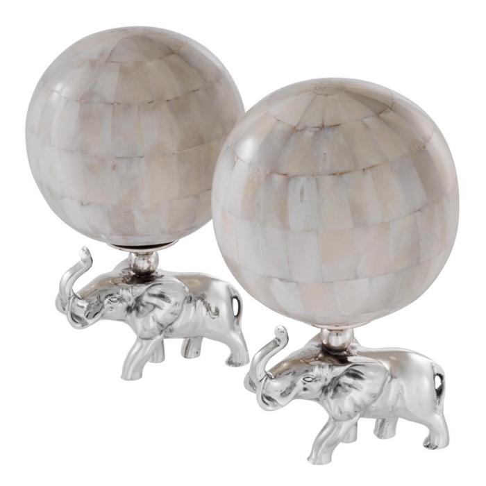 Eichholtz Ornament Object Elephanti Set of 2 in Bone 1