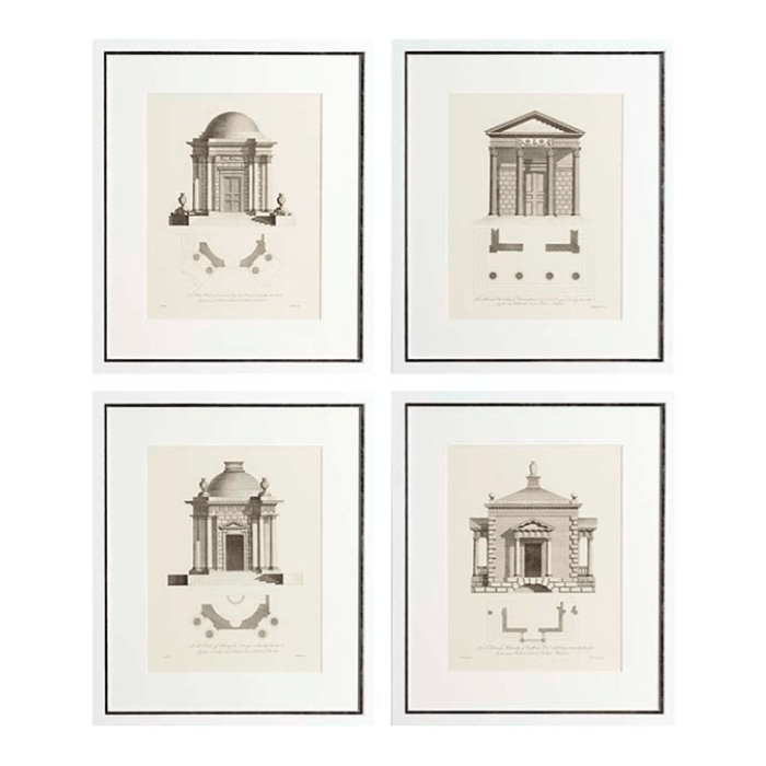 Framed Architectural Prints Set of 4 1