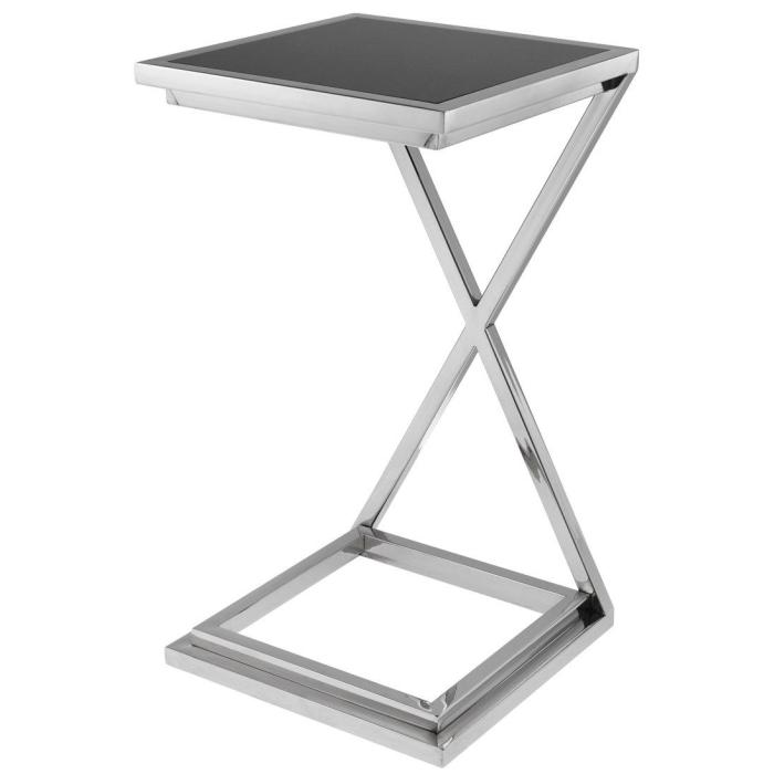 Eichholtz Side Table Cross - Nickel Finish | Black Glass Top 1