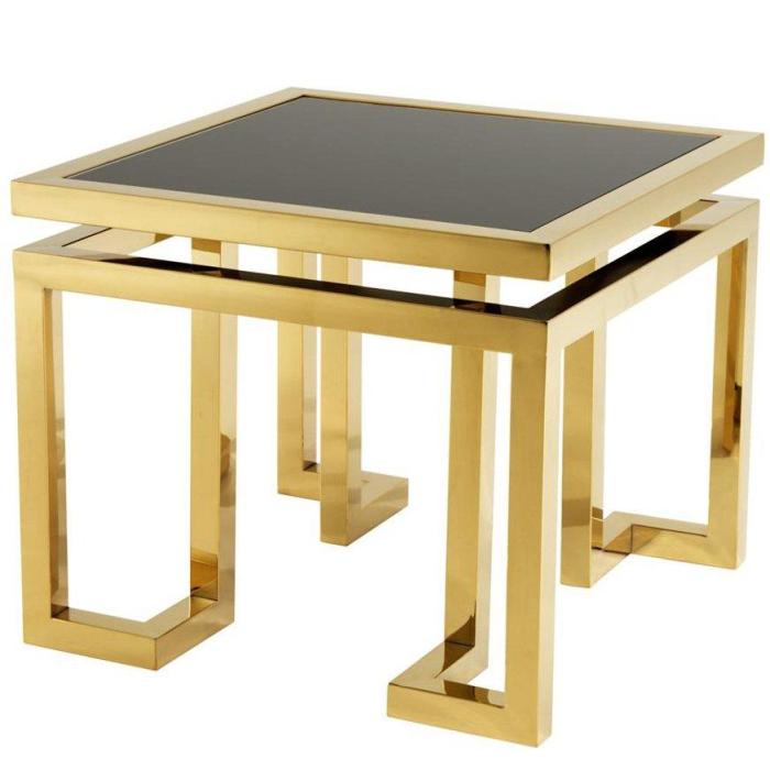 Eichholtz Side Table Palmer - Gold Finish | Black Glass 1