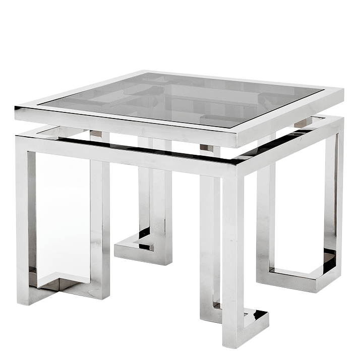 Eichholtz Side Table Palmer - Polished Stainless Steel | Smoke Glass 1