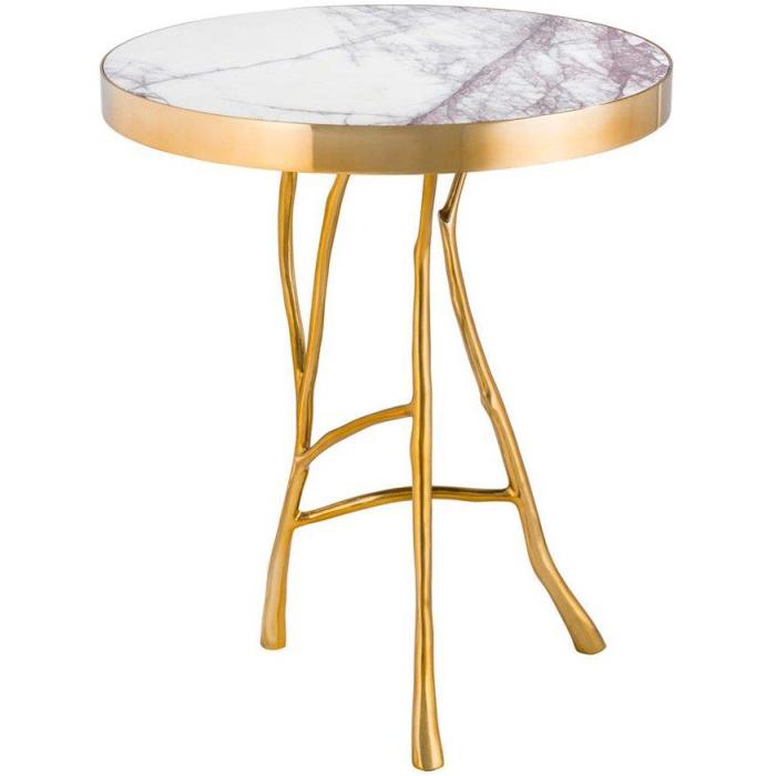 Eichholtz Side Table Veritas - Gold Finish | White Marble Top 1
