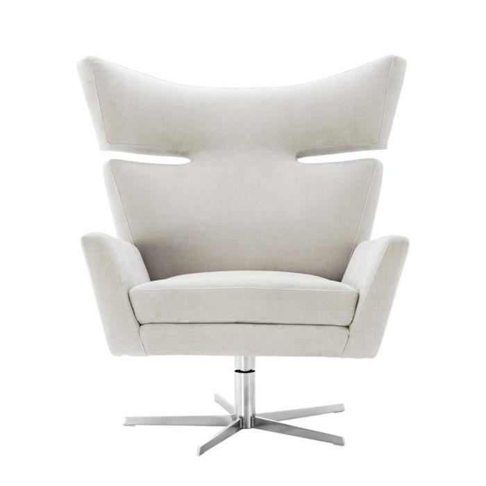 Eichholtz Swivel Chair Eduardo Upholstered in Clarck Cream 1