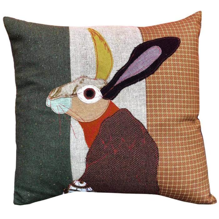 Carola Van Dyke Forest Hare Cushion 1