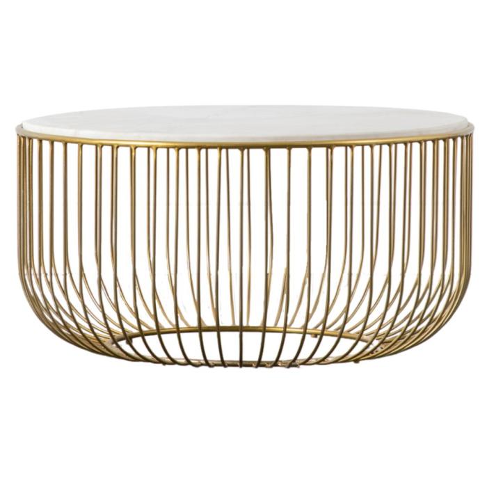 June Gold Coffee Table with Marble Top 1