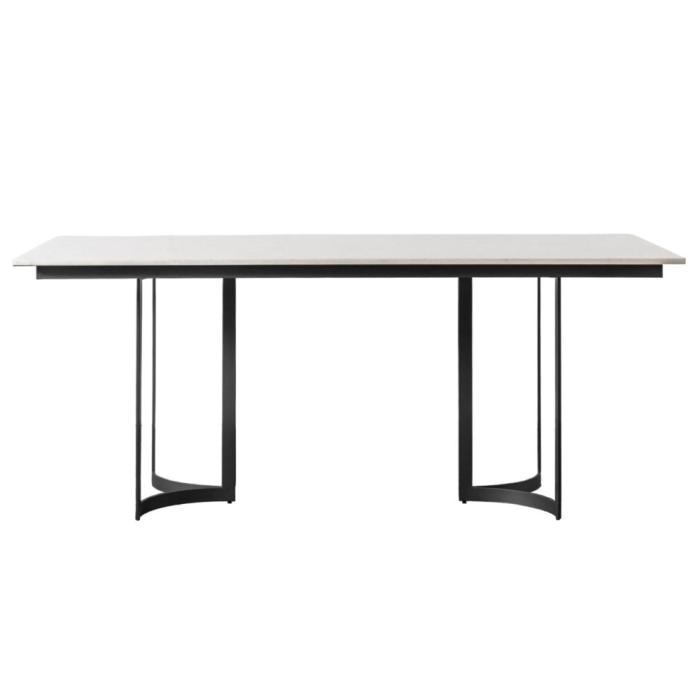 April Black Dining Table with White Marble Top 1