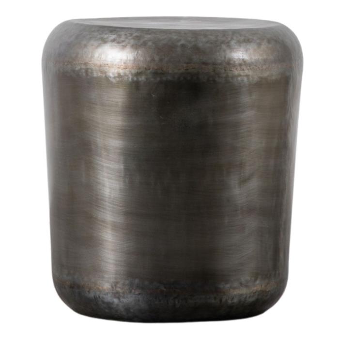 Omaha Distressed Silver Drum Side Table 1