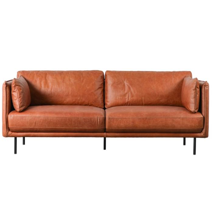 Newark Brown Leather 3 Seater Sofa 1