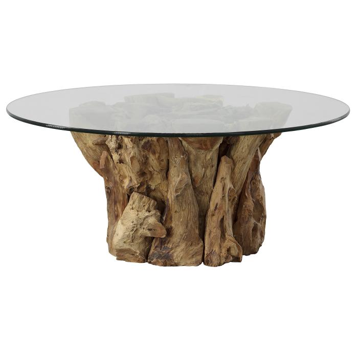 Uttermost  Driftwood Glass Top Large Coffee Table 1