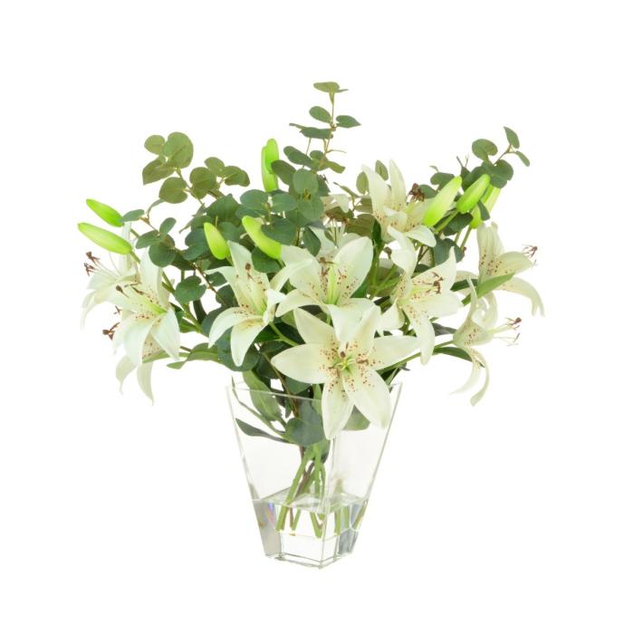 Artificial Lily & Eucalyptus in Vase 1