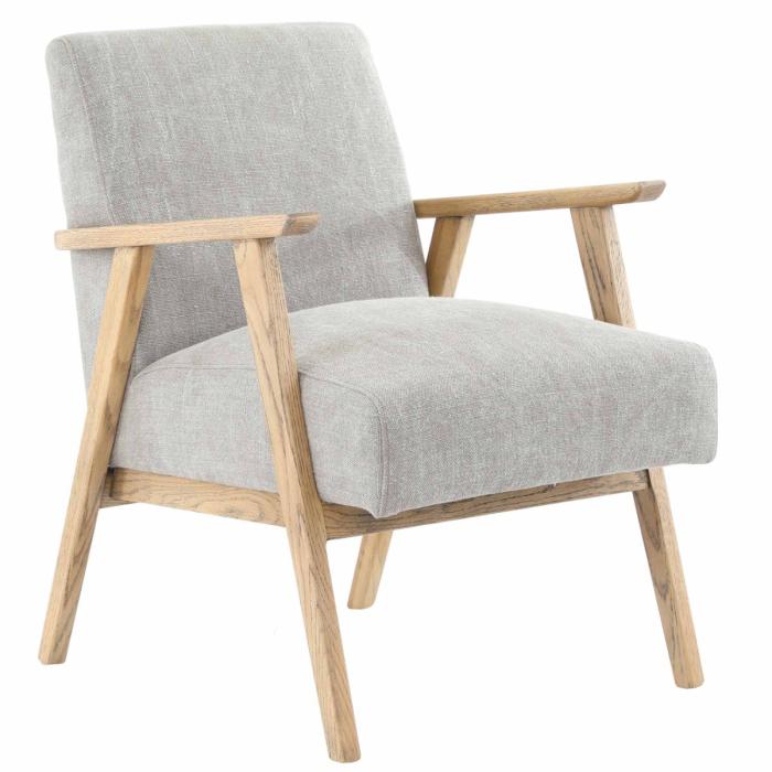 Hereford Mid Century Style Armchair in Pebble Linen 1