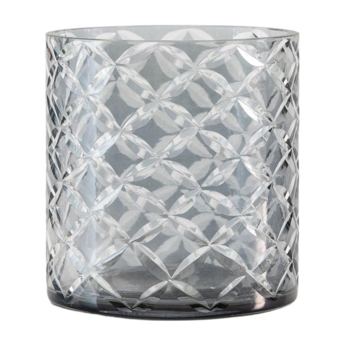 Easton Grey Glass Tealight Holder Set of 2 1