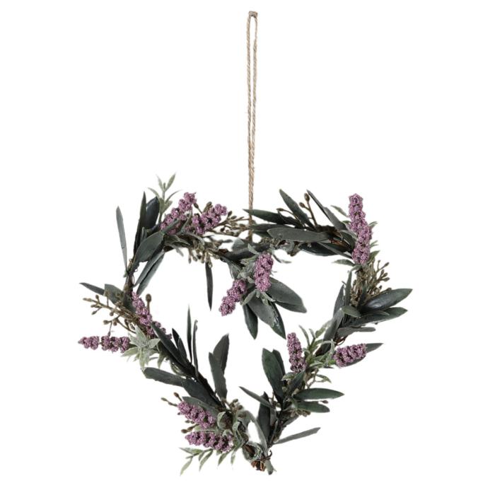 Small Artificial Lavender Hanging Heart Set of 2 1