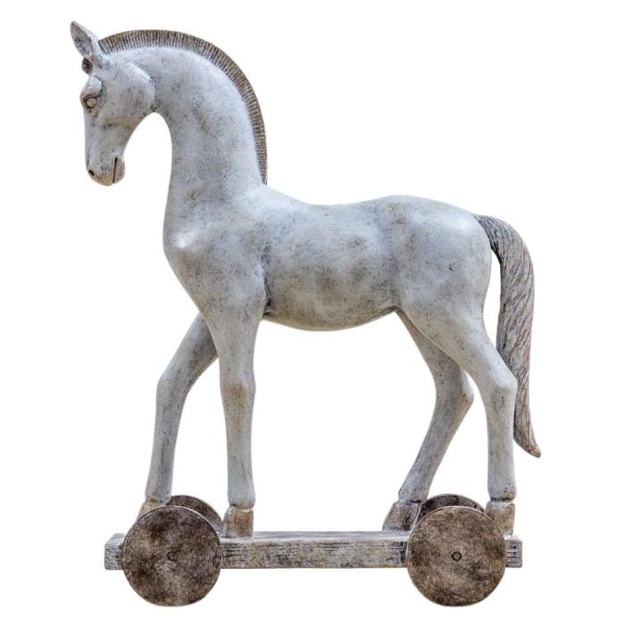 Light Grey Horse Figure on Wheels 1