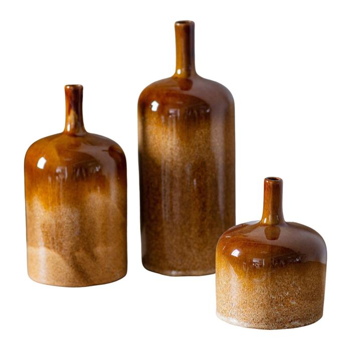 Nagao Contemporary Set of 3 Brown Vases 1