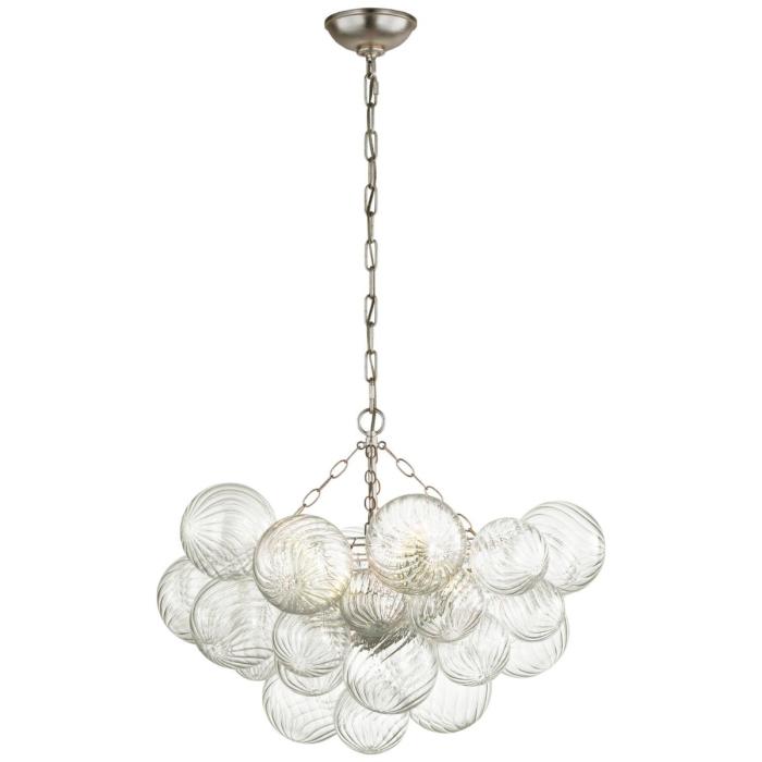 Visual Comfort Talia Medium Chandelier in Burnished Silver Leaf and Clear Swirled Glass 1