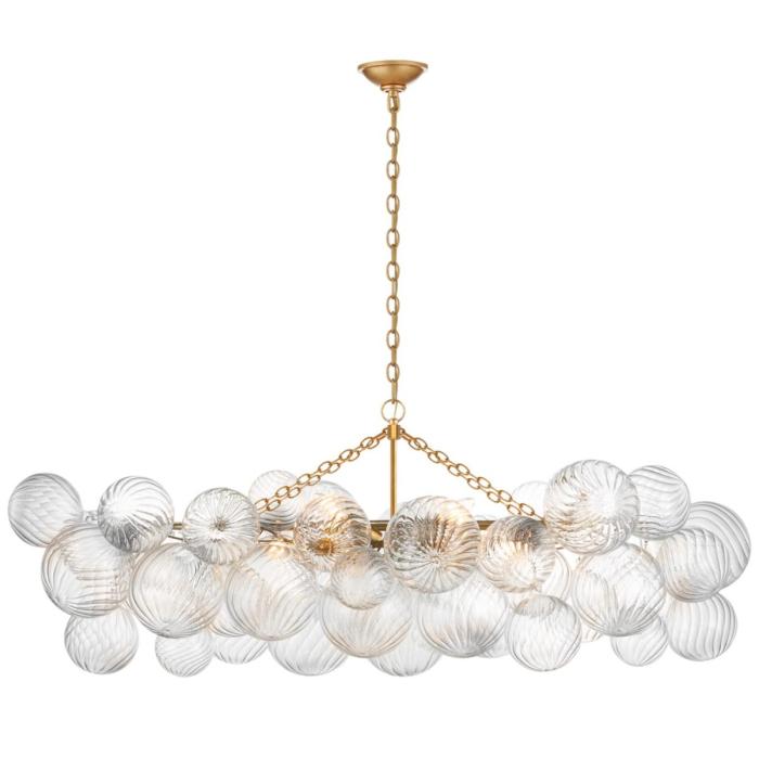 Visual Comfort Talia Medium Linear Chandelier in Gild with Clear Swirled Glass 1